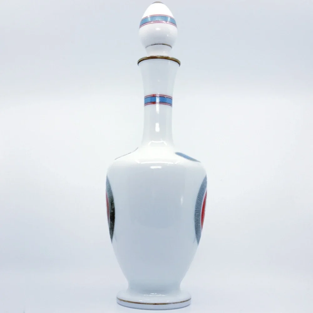 Vintage Grand Marnier Milk Glass Decanter Cuvee Speciale Greco Roman W/ Stopper